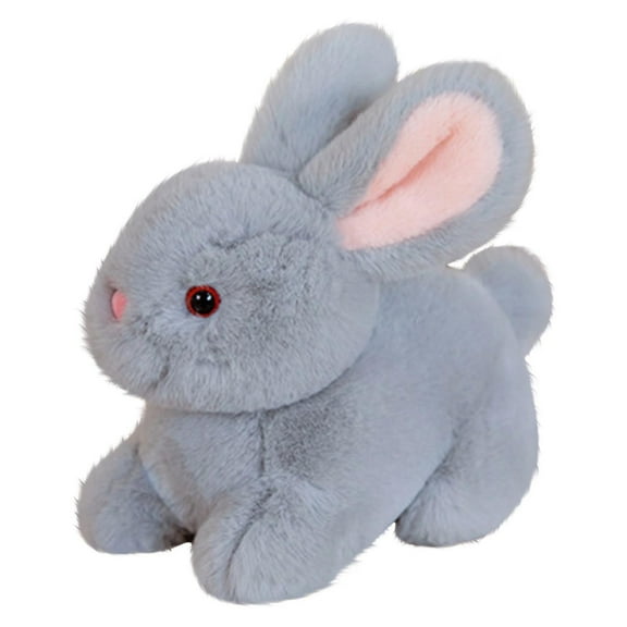 White Bunny Plush Toy Soft Stuffed Animal 8 Inch Easter Gift for Kids Cute Rabbit Doll with Embroidered Details‌