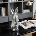 thumbnail image 1 of White Bunny Sculpture Glass Mirror Ball Ornament, Handmade Festive Easter Rabbit Decor for Party & Home, 1 of 6