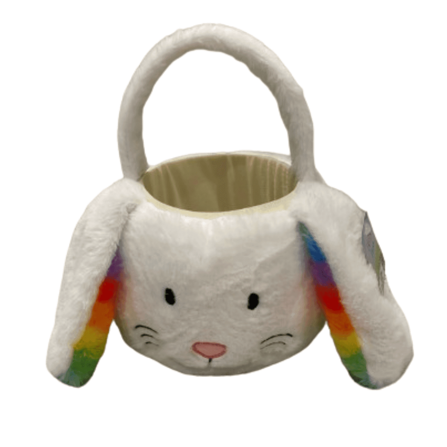 White Bunny with Rainbow Ears Basket for Easter, Holida Gift
