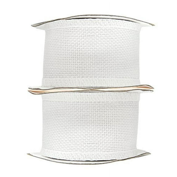 White Burlap Ribbon 2 Inch 2 Rolls 20 Yards Unwired Rustic Jute Ribbon for Crafts, Mason Jars, Weddings, Party Decoration; by Mandala Crafts