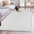 thumbnail image 1 of White Burlap Texture Area Rug 4x6 FT, Non Slip Kids Room Carpet, Farmhouse Vintage White Washable Soft Floor Carpet Non-Shedding Throw Rug for Dorm Kitchen Study Room Home Office Bedside, 1 of 9