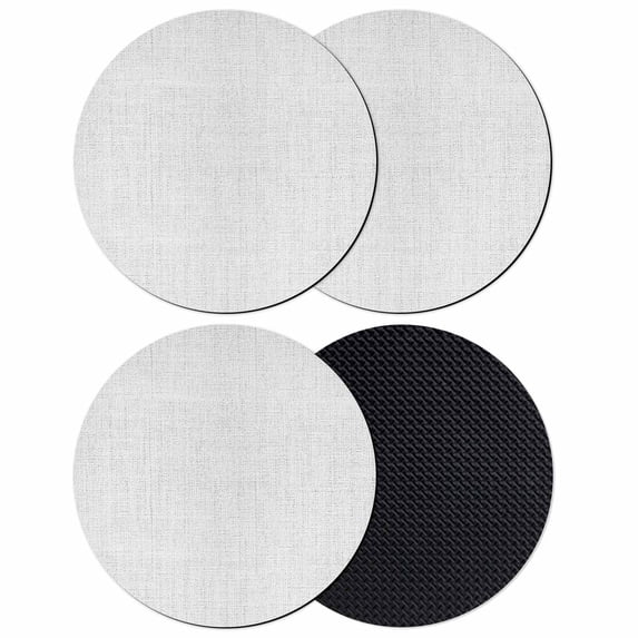 White Burlap Texture Coasters Set of 4, Farmhouse Vintage White Absorbent Coasters for Drinks, Coaster for Bar Office Dining Coffee Table Accessories Decor, Non Slip Round Desk Coaster