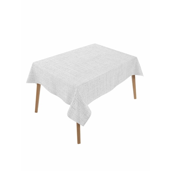 White Burlap Texture Rectangle Tablecloth, Farmhouse Vintage White Waterproof & StainResistant Tablecloth, Washable Oil-proof Table Cover for Dining/Party/Wedding/Camping/Buffet 52x70 In