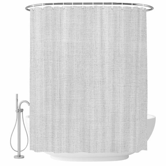 White Burlap Texture Shower Curtain, Waterproof Shower Curtains for Bathroom, Farmhouse Vintage White Washable Fabric Bathtub Curtain Set Bath Decor with 12 Hooks Stall 36"x72"