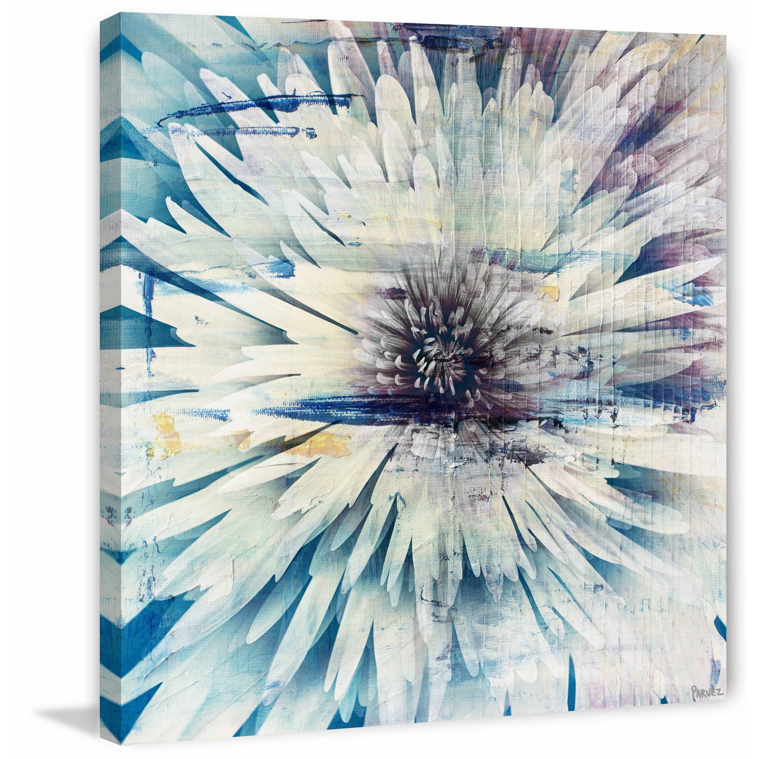 "White Burst Bloom" Painting Print on Wrapped Canvas