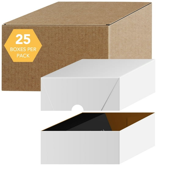 White Business Card Folding Box - Thick and Sturdy Cardboard Boxes for Storage Containers, Packaging, Card Holder and Organizer - 25 per Pack (4 3/4" x 3 1/2" x 2")