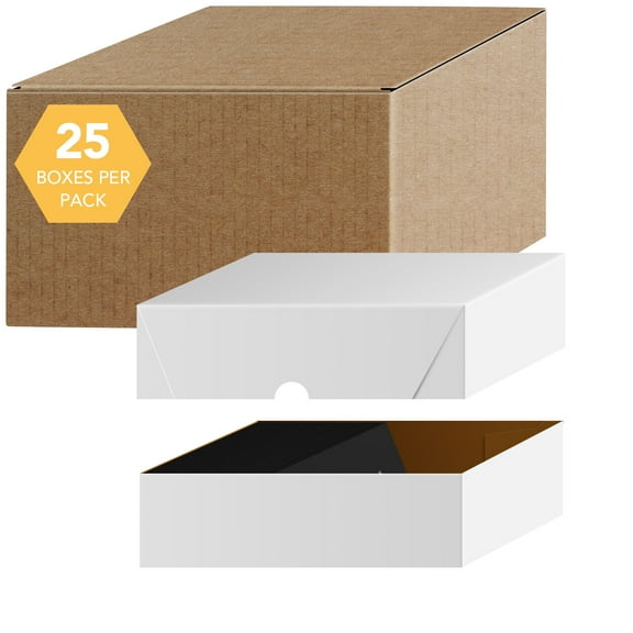 White Business Card Folding Box - Thick and Sturdy Cardboard Boxes for Storage Containers, Packaging, Card Holder and Organizer - 25 per Pack (7" x 3 1/2" x 2")