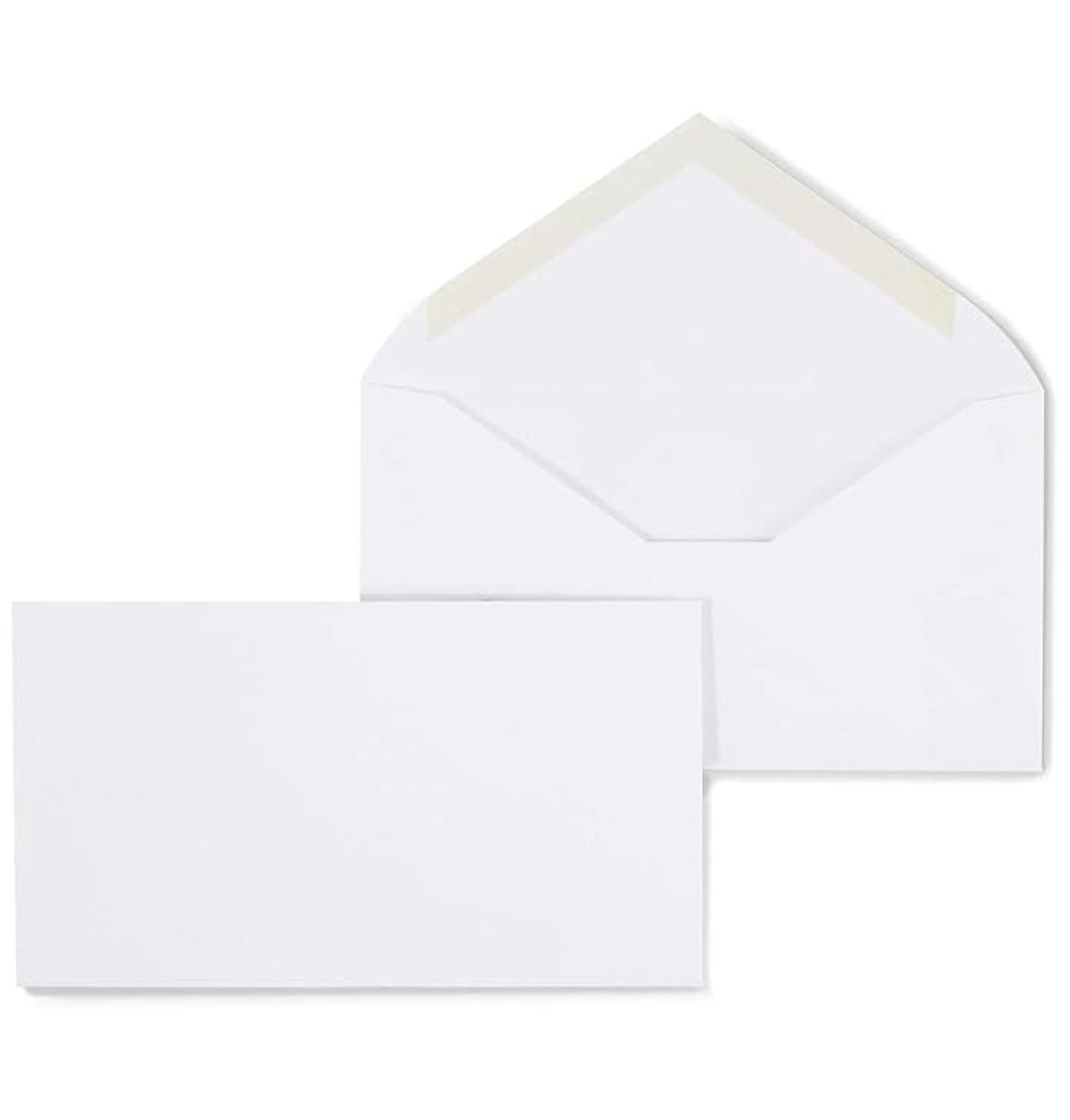White Business Envelopes #6, 500 Pack - Letter Size 6.5 x 3.625 Inch V-Flap Gummed Envelopes for Office, Mailing, and Everyday Use - 24lb Wove Paper