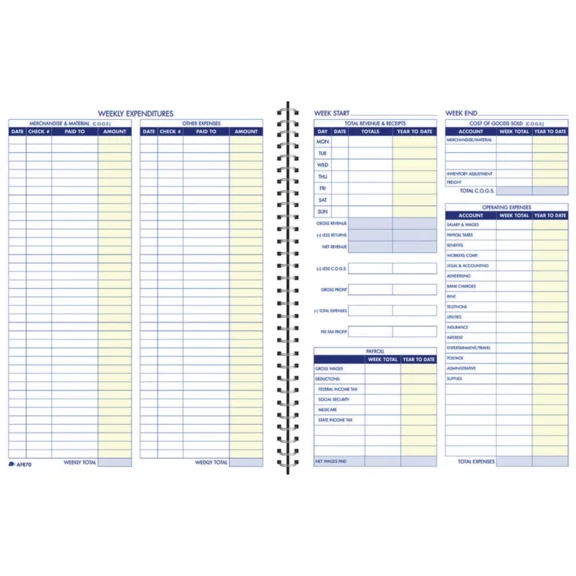 White Business Planner Non-Dated Weekly Format 8.5 X 11 Track Finances