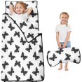 thumbnail image 1 of White Butterfly Black Dot Pattern Teens Toddler Nap Mat with Pillow, Sleeping Mat Bag for Preschool Daycare 51"x22", 1 of 6