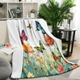 thumbnail image 1 of White Butterfly Flower Field Pattern Blanket,Comfortable Soft Flannel Throw Blanket,All Season,Warm Lightweight Blankets for Sofa Bed Couch Living Room Chair,50"x60", 1 of 4