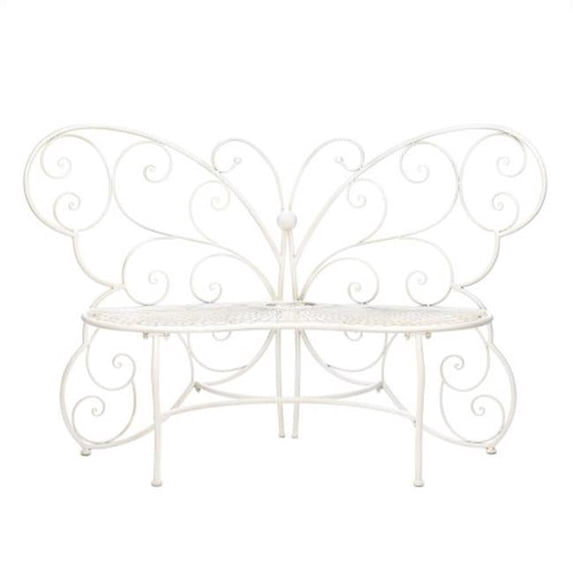 White Butterfly Garden Bench