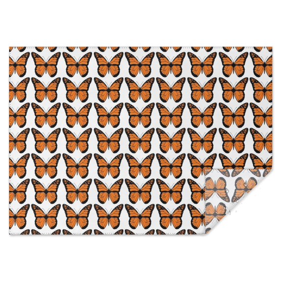 White Butterfly Orange Pattern Rectangle Tablecloth 60"x84",Waterproof Polyester Rectangle Table Cloth, Wipeable Spillproof Polyester Tablecloth for Dining, Camping, Indoor and Outdoor