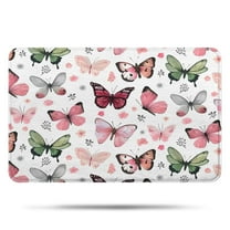White Butterfly Pattern Bathroom Rugs Mat,Non Slip Microfiber Bathroom Rug,Rubber Backing,Soft Bathroom Mats for Bathroom Floor,Tub and Shower,17x27in(43x68cm)