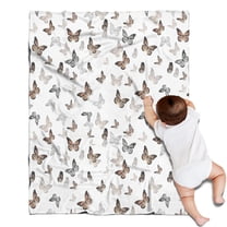 White Butterfly Pattern Blanket,Comfortable Soft Flannel Throw Blanket,All Season,Warm Lightweight Blankets for Sofa Bed Couch Living Room Chair,30"x40"