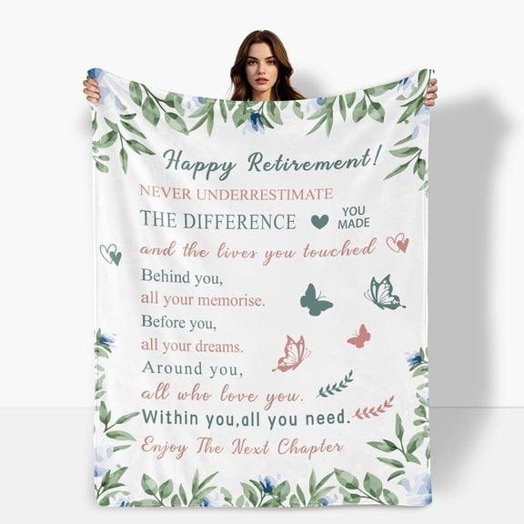 White Butterfly Pattern Fleece Blanket Featuring Floral Design Ideal For Friends And Partners Retirement Celebration Gift Soft Warm Comfortable Suitable For Sofa Bed Travel Camping