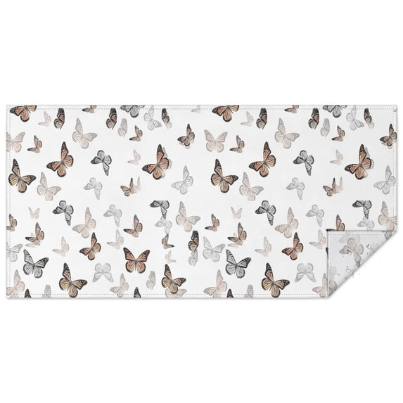 White Butterfly Pattern Rectangle Tablecloth 60"x120",Waterproof Polyester Rectangle Table Cloth, Wipeable Spillproof Polyester Tablecloth for Dining, Camping, Indoor and Outdoor