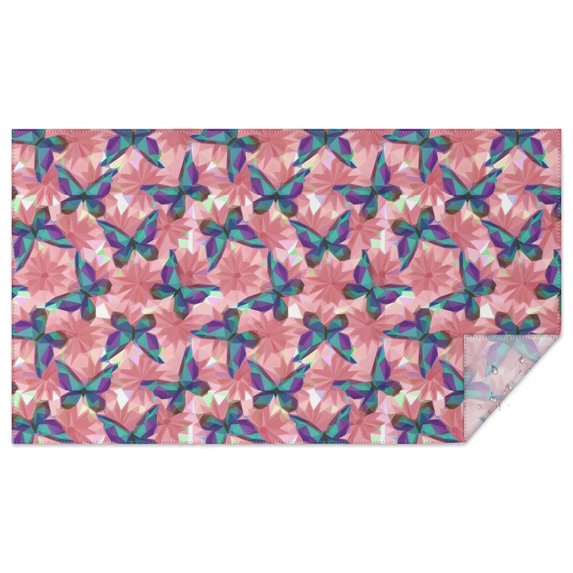 White Butterfly Red Blue Leaf Pattern Rectangle Tablecloth 60"x102",Waterproof Polyester Rectangle Table Cloth, Wipeable Spillproof Polyester Tablecloth for Dining, Camping, Indoor and Outdoor