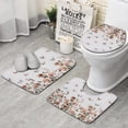 thumbnail image 1 of White Butterfly Rose Pattern Bathroom Rugs Sets 3 Piece,Toilet Cover Set,Absorbent Non Slip Bathroom Mats Sets with U-Shaped Contour Rug Toilet Rug Set, 1 of 5