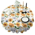 thumbnail image 1 of White Butterfly Sunflower Pattern Round Tablecloth 60"x60",Wrinkle Wipeable Table Cloth for Kitchen Dining Room Picnic Patio Party, 1 of 6
