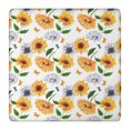 thumbnail image 1 of White Butterfly Sunflower Pattern Square Fitted Tablecloth with Elastic Edge,Square Table Cover,Washable Elastic Table Cover for Home Kitchen Party Decor 36"x36", 1 of 6