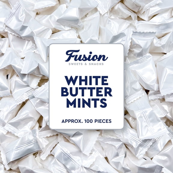 White Buttermints - About 100 Count - Butter Mints Individually Wrapped - Wedding Mints - Perfect For Engagement Parties, Bridal Shower, Rehearsal Dinners, Reception, And More