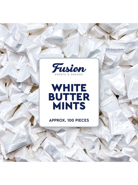 White Buttermints - About 100 Count - Butter Mints Individually Wrapped - Wedding Mints - Perfect For Engagement Parties, Bridal Shower, Rehearsal Dinners, Reception, And More