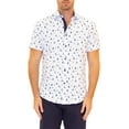 thumbnail image 1 of White Button Up Short Sleeve Dress Shirt, Navy Boats, Size: M, BC Collection, 1 of 2