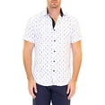 thumbnail image 1 of White Button Up Short Sleeve Dress Shirt, White/Black, Size: XL, Vacay Land, 1 of 2