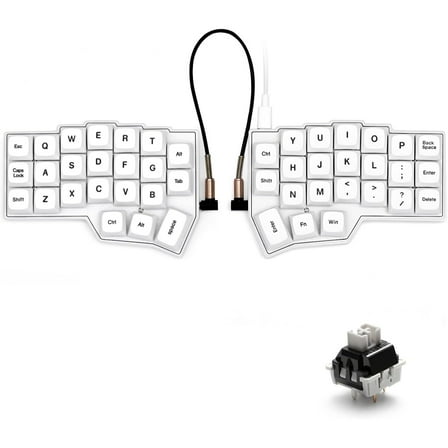CORNE V4.1 Split 40% Wired Mechanical Keyboard, White
