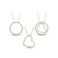 thumbnail image 1 of White CZ 18kt Gold over Sterling Silver Heart Circle 3-in-1 Interchangeable Necklace, 18", 1 of 1