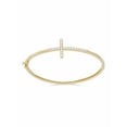thumbnail image 1 of White CZ 18kt Gold over Sterling Silver Sideways Cross Bangle, 1 of 1