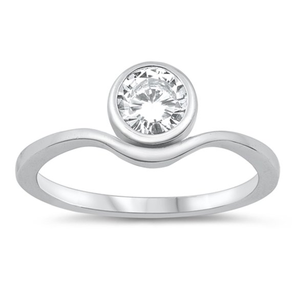 White CZ Bold Modern Round Statement Ring .925 Sterling Silver Band Jewelry Female Size 9