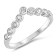 thumbnail image 1 of White CZ Chevron Pointed V Shape Bezel Ring .925 Sterling Silver Band Jewelry Female Size 10, 1 of 4