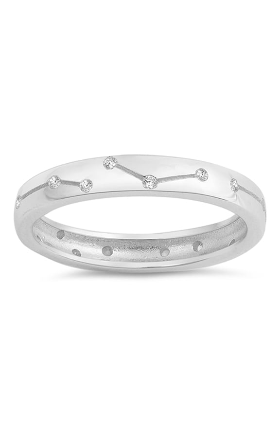 White CZ Constellation Star Sky Astrology Ring Sterling Silver Band 925 Jewelry Female Size 7