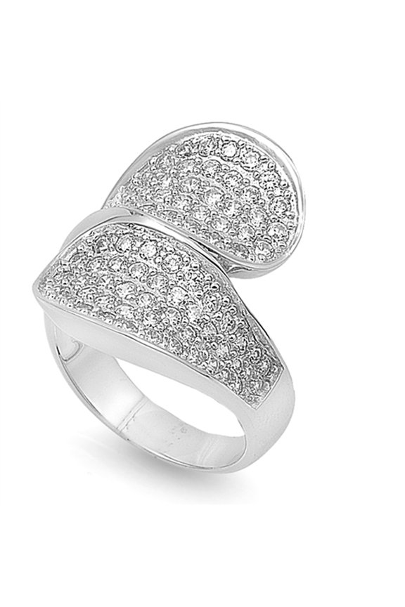 White CZ Criss Cross Micro Pave Loop Ring .925 Sterling Silver Band Jewelry Female Size 6