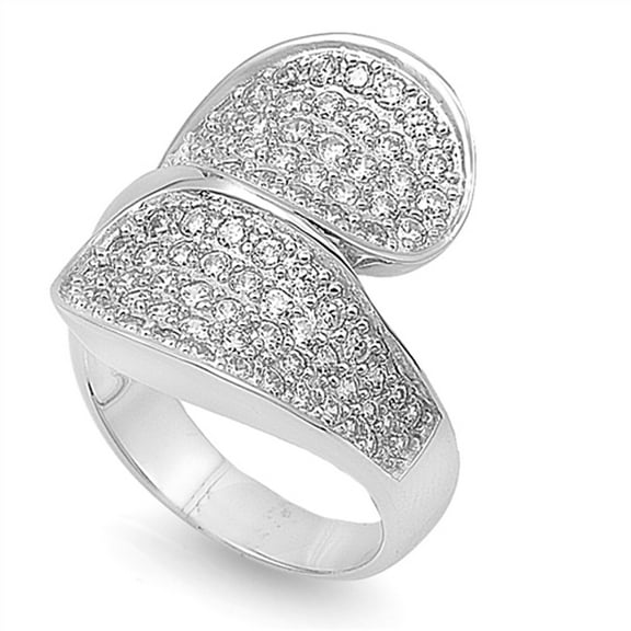 White CZ Criss Cross Micro Pave Loop Ring .925 Sterling Silver Band Jewelry Female Size 7