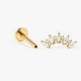 thumbnail image 1 of White CZ Crown Gold Flat Back Stud Earrings, 1 of 10