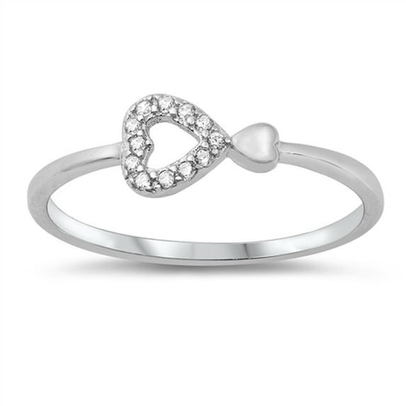 White CZ Double Promise Heart Cutout Ring .925 Sterling Silver Band Jewelry Female Size 7
