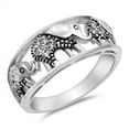 thumbnail image 1 of White CZ Filigree Elephant Ring .925 Sterling Silver Bali Bead Band Jewelry Female Size 11, 1 of 4