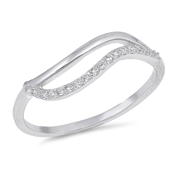 White CZ Filigree Wave Open Loop Knot Ring .925 Sterling Silver Band Jewelry Female Size 8