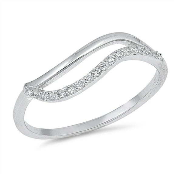 White CZ Filigree Wave Open Loop Knot Ring .925 Sterling Silver Band Jewelry Female Size 9