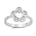 thumbnail image 1 of White CZ Heart Cutout Promise Flower Ring .925 Sterling Silver Band Jewelry Female Size 6, 1 of 4