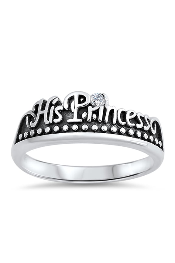 White CZ His Princess Christian Purity Ring .925 Sterling Silver Band Jewelry Female Size 7