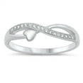 thumbnail image 1 of White CZ Infinity Heart Love Knot Purity Ring Sterling Silver Band 925 Jewelry Female Size 5, 1 of 4