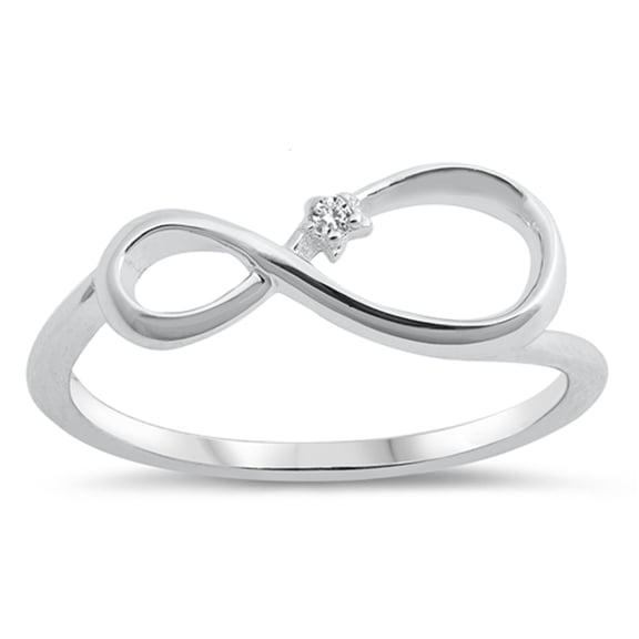 White CZ Infinity Skew Knot Forever Love Ring Sterling Silver Band 925 Jewelry Female Size 5
