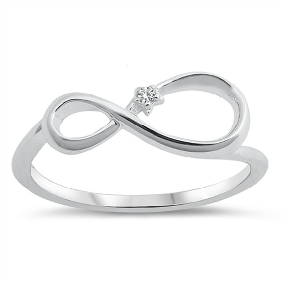 White CZ Infinity Skew Knot Forever Love Ring Sterling Silver Band 925 Jewelry Female Size 8