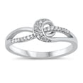 thumbnail image 1 of White CZ Infinity Spiral Swirl Knot Loop Ring Sterling Silver Band 925 Jewelry Female Size 6, 1 of 4