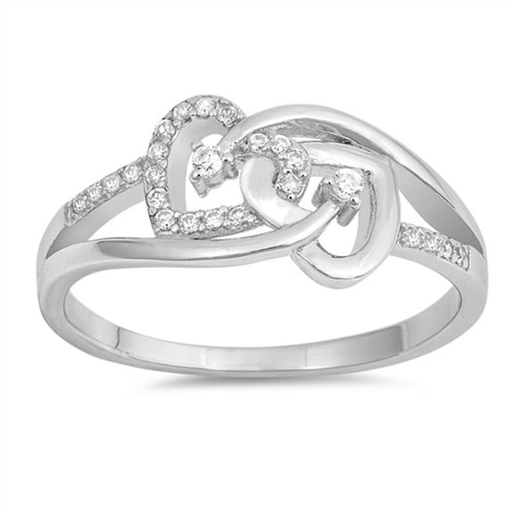 White CZ Interlocking Infinity Heart Promise Sterling Silver Ring 925 Jewelry Female Size 5