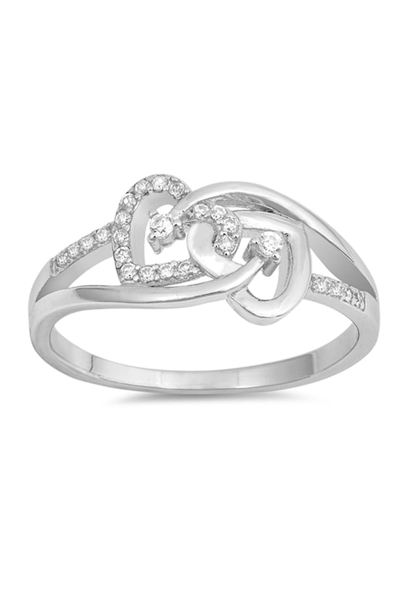 White CZ Interlocking Infinity Heart Promise Sterling Silver Ring 925 Jewelry Female Size 9
